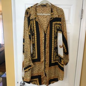 Leopard & Gold Dress Shirt/Tunic